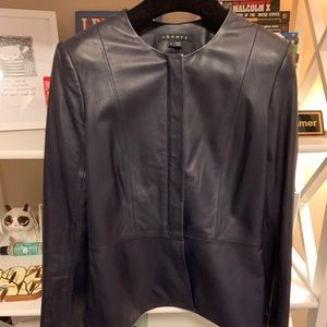 Theory Lamb Leather Jacket Navy Blue! GORGEOUS